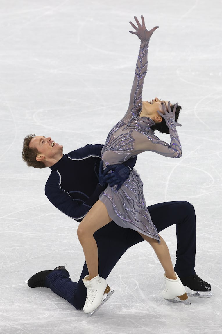 BEIJING, CHINA - FEBRUARY 07: Madison Chock and Evan Bates of US perform during the Ice Dance Free D...