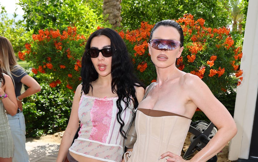 COACHELLA, CALIFORNIA - APRIL 12: (L-R) Charli xcx and Julia Fox at The Overcompensating House on Ap...
