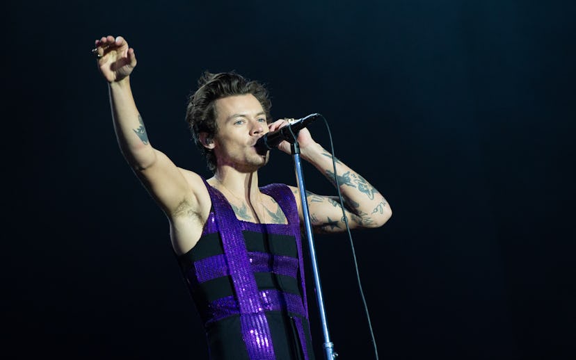 COVENTRY, ENGLAND - MAY 29: Harry Styles performs on the Main Stage at War Memorial Park on May 29,...