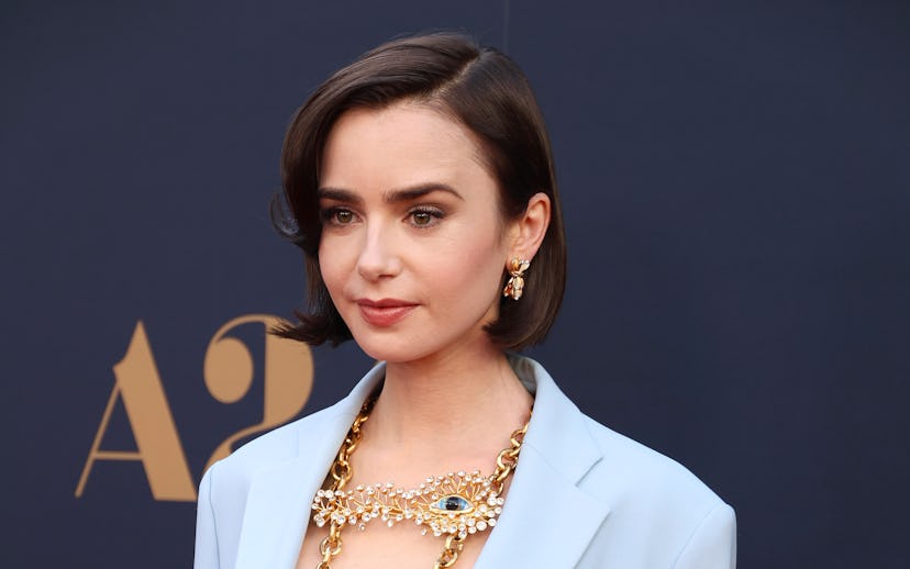 HOLLYWOOD, CALIFORNIA - JUNE 24: Lily Collins attends world premiere of A24's "MAXXXINE"at TCL Chine...