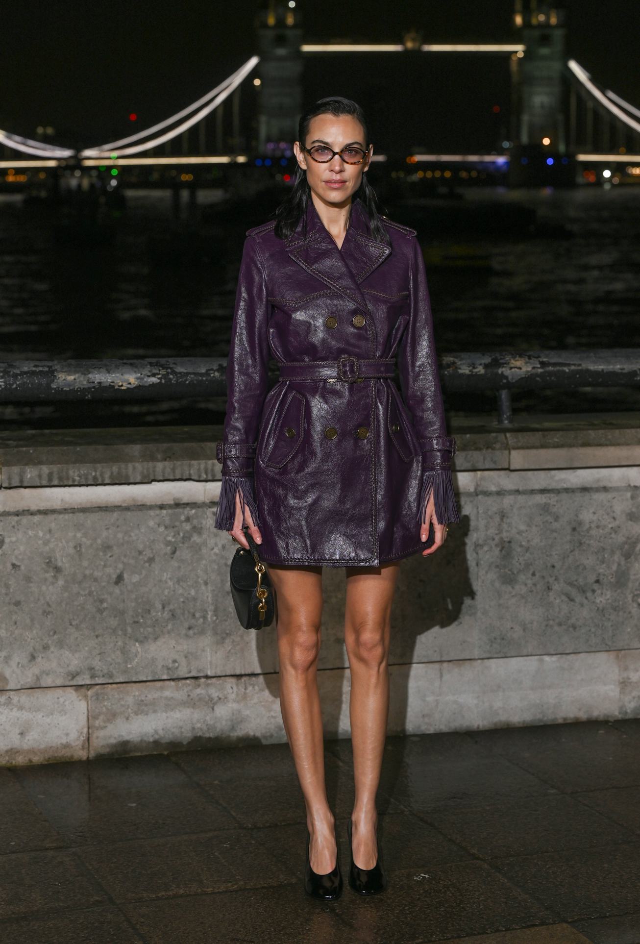 LONDON, ENGLAND - FEBRUARY 23: Alexa Chung attends the Burberry show during London Fashion Week Febr...