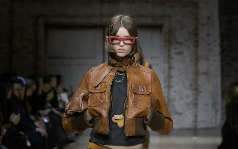 Model on the runway at the Coach Fall RTW 2025 fashion show as part of New York Fashion Week held at...