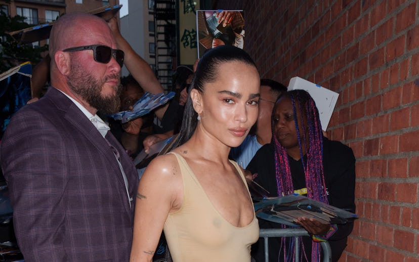 NEW YORK, NEW YORK - AUGUST 21: (EDITOR’S NOTE: Image contains partial nudity.) Zoe Kravitz is seen ...