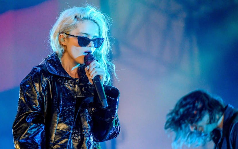 US singer Sky Ferreira performs on stage during the Roskilde Festival on June 30, 2022 in Roskilde, ...